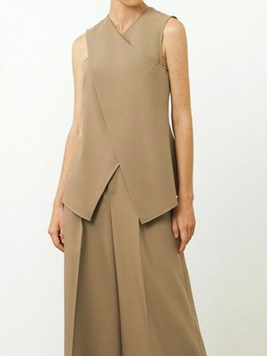 Plain Cross Neck Urban Regular Fit Tank Top, Tanks and Camis, color:Khaki|size:XXL, Stylewe