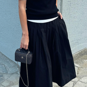 Loose Lightweight Urban Midi Skirt, Skirts, color:Black|size:XXL, Stylewe