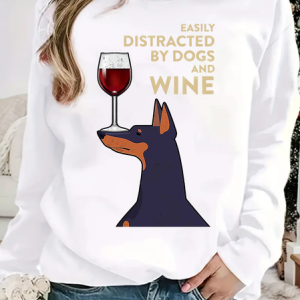 Casual Crew Neck Dog Sweatshirt, Hoodies & Sweatshirts, color:White|size:XXL, catalog Noracora shop