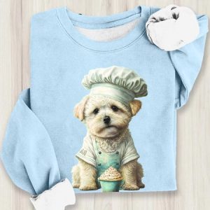 Women's Dog Crew Neck Casual Spring/Fall Long Sleeve Sweatshirt, JustFashionNow Sweatshirts & Hoodies, color:Sky Blue|size:3XL,