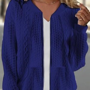 Women's Plain Zipper Regular Loose Jacket, Jackets, color:Deep Blue|size:XXL, catalog Noracora shop