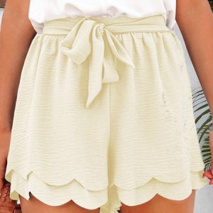 Casual Plain Natural Straight Pants Shorts, Shorts, color:Beige|size:XXL, catalog Noracora shop