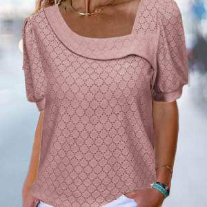 Casual Plain Asymmetrical Short Sleeve T-shirt, T-shirts, color:Deep Pink|size:XXL, catalog Noracora shop