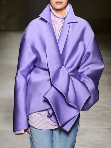 Regular Sleeve Loose Lapel Collar Urban Plain Blazer, Blazers, color:Purple|size:XXL, Stylewe