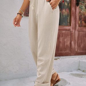 Casual Plain Long Pant, Pants, color:Black|size:XS, catalog Noracora shop