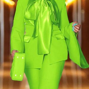 Elegant Bell Sleeve Shawl Collar Regular Fit Plain Blazer, Blazers, color:Green|size:XXL, Stylewe