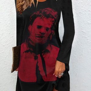 Women Figure Crew Neck Long Sleeve Comfy Casual Mini Dress, Dresses, color:Black|size:XXL, catalog Noracora shop