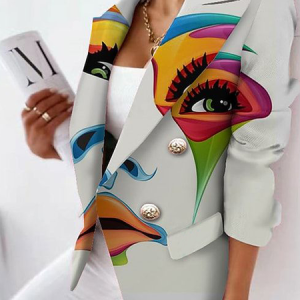 Lapel Collar No Elasticity Urban Loose Long sleeve Blazer, Blazers, color:As Picture|size:XS, Stylewe