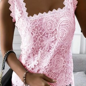 Women's Sleeveless Tank Top/Camisole Summer Plain Square Neck Daily Going Out Casual Top White, JustFashionNow Tanks & Camis, color:Pink|size:5XL,