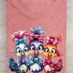 Casual Turkey Crew Neck Short Sleeve T-shirt, T-shirts, color:Pink|size:3XL, catalog Noracora shop