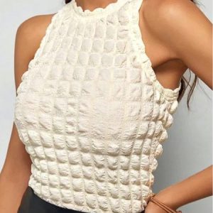 Plain Urban Crew Neck Tank Top, Tanks and Camis, color:Off White|size:XXL, Stylewe