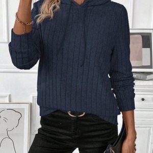 Casual Hoodie Plain Sweatshirt, Hoodies & Sweatshirts, color:Navyblue|size:XXL, catalog Noracora shop