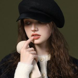 Elegant Color Block Wool-Blend Beret, Hats, color:Black|size:One-size, Stylewe
