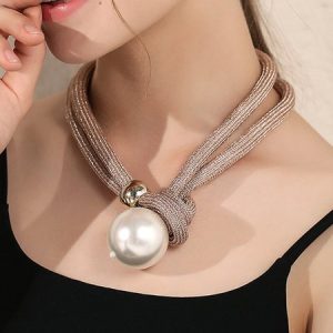 Exaggerated Imitation Pearl Beaded Multi-layered Necklace, Necklaces, color:Rose Gold|size:One-size, Stylewe