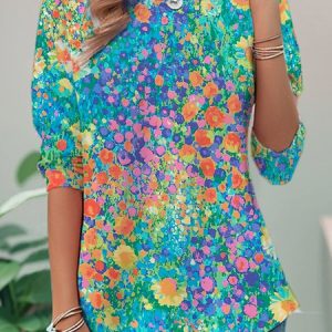 floral T-shirt, Long sleeves, Lilicloth.com