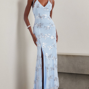 Women Plain V Neck Gallus Comfy Vacation Glitter Maxi Dress, Dresses, color:Blue|size:XL, catalog Noracora shop