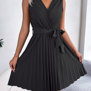 Women Plain V Neck Sleeveless Comfy Casual Short Dress, Dresses, color:Black|size:XL, catalog Noracora shop