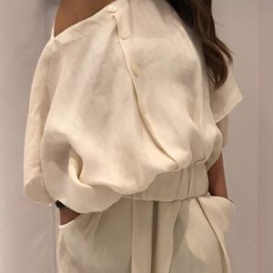 Casual Off Shoulder Halter Loose Linen Blouse, Blouses and Shirts, color:As Picture|size:XXL, Stylewe