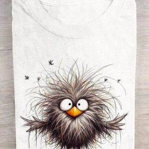 Casual Animal Crew Neck Short Sleeve T-shirt, T-shirts, color:White|size:3XL, catalog Noracora shop