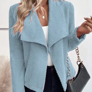 Women's Plain Zipper Regular Loose Jacket, Blazers, color:Light Blue|size:XXL, catalog Noracora shop