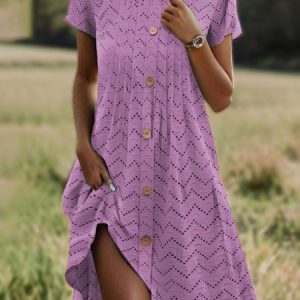 Women Plain Crew Neck Short Sleeve Comfy Casual Midi Dress, Midi, color:Purple|size:XXL, catalog Noracora shop