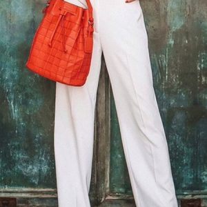 Urban Plain Regular Fit Pocket Stitching Pants, Pants, color:White|size:XXL, Stylewe