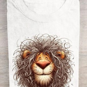 Casual Animal Crew Neck Short Sleeve T-shirt, T-shirts, color:White|size:XXL, catalog Noracora shop