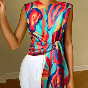Notched Abstract Stripes Vacation Loose Tank Top, Tanks and Camis, color:As Picture|size:XXL, Stylewe