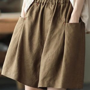 Casual Plain Shorts Pant, Shorts, color:Coffee|size:XXL, catalog Noracora shop