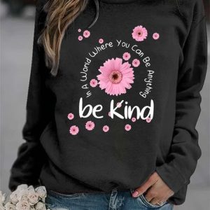 Casual Crew Neck Floral Sweatshirt, Hoodies & Sweatshirts, color:Black|size:XXL, catalog Noracora shop