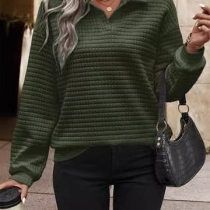 Casual Shawl Collar Plain Sweatshirt, Hoodies & Sweatshirts, color:Green|size:XL, catalog Noracora shop