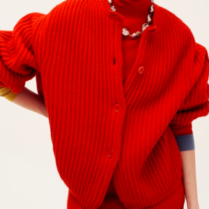 V Neck Raglan Sleeves Yarn/Wool Yarn Urban Plain Cardigan, Cardigans, color:Red|size:XXL, Stylewe