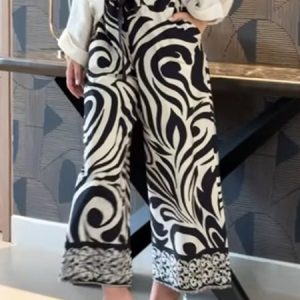 Urban Regular Fit Pockets Abstract Fashion Pants, Pants, color:Black-white|size:XXL, Stylewe