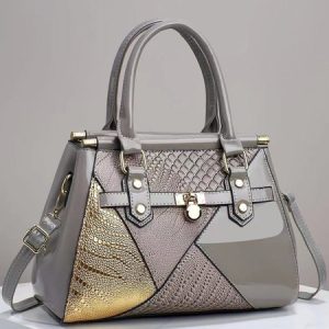 Large Capacity Embossed Color Block Handbag Commuting Crossbody Bag, Bags, color:Gray|size:One-size, Stylewe