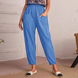 Casual Plain Long Pant, Pants, color:Sky Blue|size:3XL, catalog Noracora shop