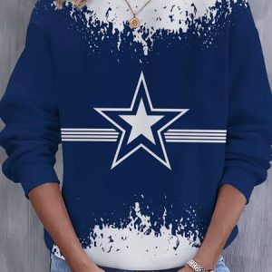 Casual Crew Neck Star Sweatshirt Zipper, Hoodies & Sweatshirts, color:Blue|size:XXL, catalog Noracora shop