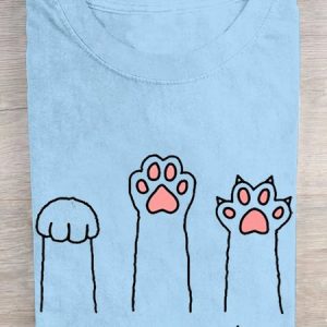 Cat Claws Casual Cotton T-Shirt, T-shirts, Lilicloth.com
