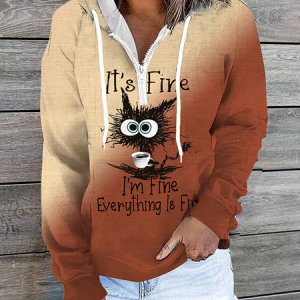 Casual Hoodie Ombre Sweatshirt Zipper, Sweaters, color:Coffee|size:5XL, catalog Noracora shop
