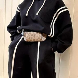 Hoodie Color Block Raglan Sleeves Casual Split Joint Hoodie, Hoodies and Sweatshirts, color:Black-white|size:XXL, Stylewe