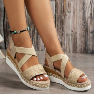 Casual Plain Slip On Low Heel Slide Sandals, Women shoes, color:Apricot|size:43, catalog Noracora shop