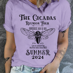 The Cicada Reunion U.S Tour 2024 Cicada Casual Text Letters Cotton T-Shirt, T-shirts, Lilicloth.com