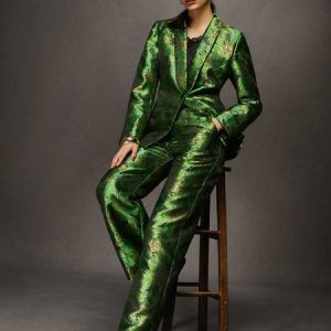 Floral Urban Satin Fashion Pants, Pants, color:Green|size:XXL, Stylewe