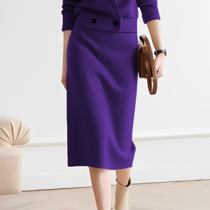 Regular Fit Plain Urban Midi Skirt, Plus Skirts, color:Purple|size:4X, Stylewe