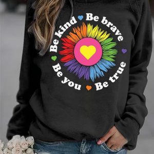 Casual Crew Neck Letter Pattern Sweatshirt, Hoodies & Sweatshirts, color:Black|size:XXL, catalog Noracora shop