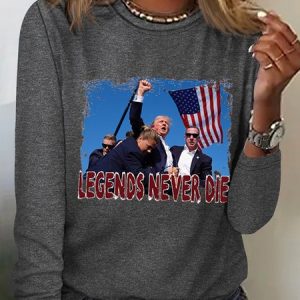 Casual Text Letters Crew Neck Long Sleeve T-shirt, T-shirts, color:Gray|size:3XL, catalog Noracora shop