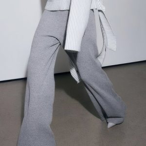 Loose Yarn/Wool Yarn Casual Plain Pants, Pants, color:Gray|size:XXL, Stylewe