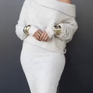 Loose High Elasticity Elegant Off Shoulder Sleeve Off Shoulder Sleeve Long Sleeve Sweater, Pullovers, color:As Picture|size:XXL, Stylewe