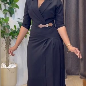 X-Line Regular Fit Regular Sleeve Urban Dress, Maxi Dresses, color:Black|size:XXL, Stylewe