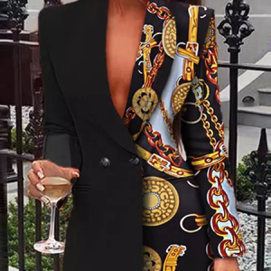 Women's Geometric Glitter Regular Loose Blazer, Outerwear, color:flower|size:3XL, catalog Noracora shop