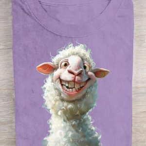 Casual Animal Crew Neck Short Sleeve T-shirt, T-shirts, color:Purple|size:3XL, catalog Noracora shop